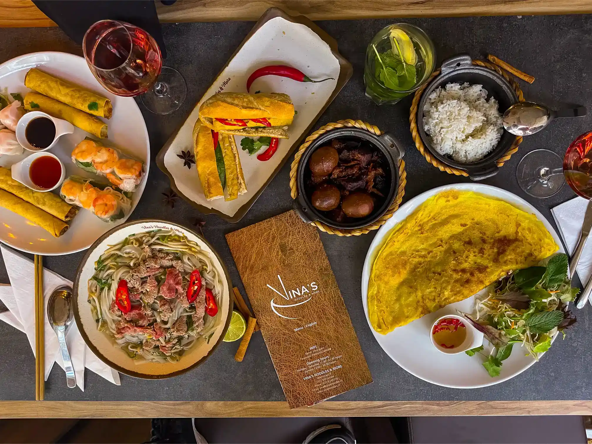 traditional dishes in a vietnamese restaurant