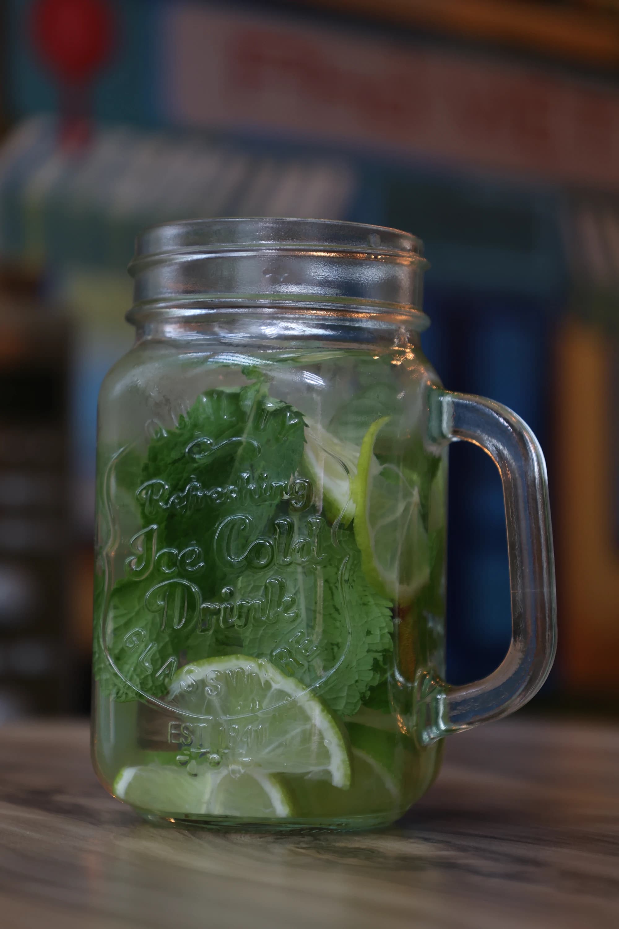 green detox smoothie with spinach and tropical fruit