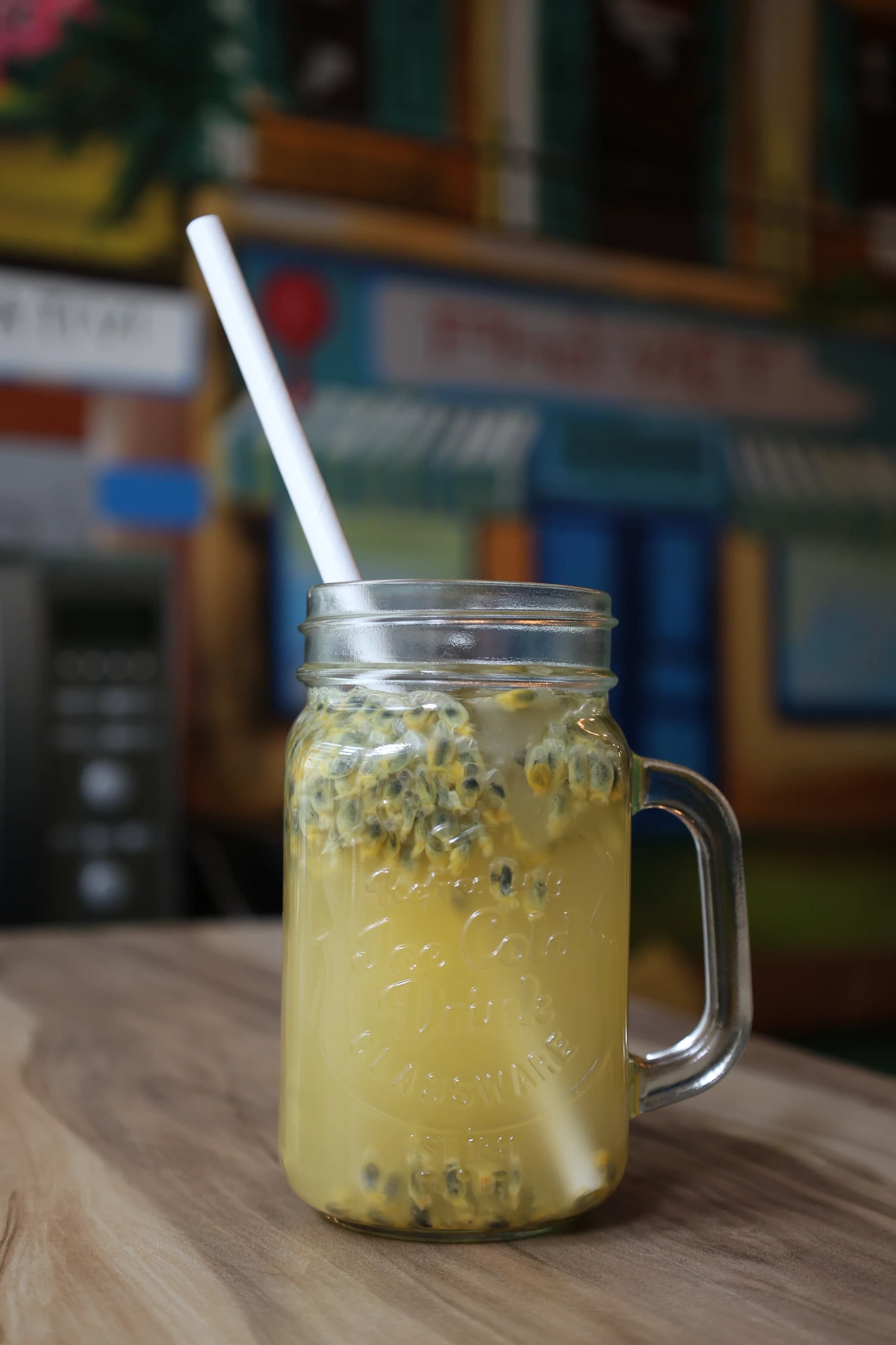 tropical mango detox smoothie garnished with mint